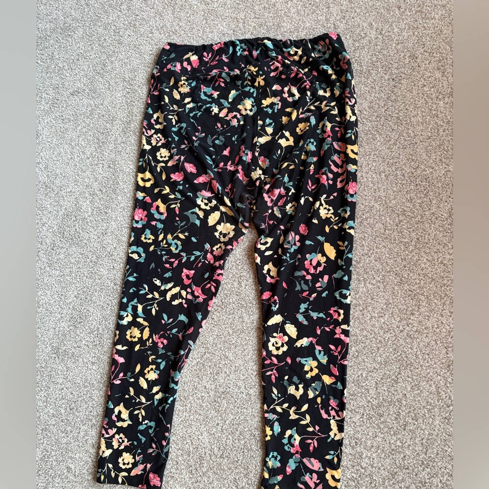 LuLaRoe Floral Leggings - Black, Pink, Yellow, Blue